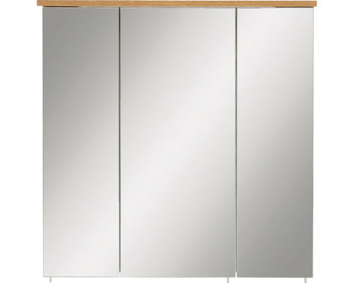 Dulap Baie cu Oglinda Profil, 3 Usi, PAL, 70,5x72 cm, Gri