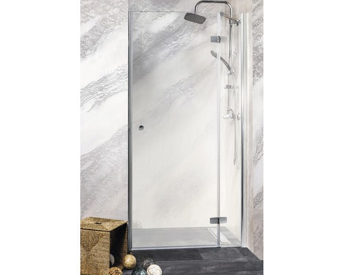 Usa dus batanta Sanotechnik Sanoflex Symphony, 75-77x195 cm, sticla securizata transparenta, profil crom, dreapta