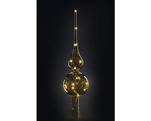 Varf Brad Tree Topper, Sticla, Auriu, Cu Timer Si Baterie