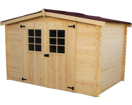 Casuta De Gradina Habrita Fara Podea Lemn Masiv Rasinoase 310x188 Cm Natur