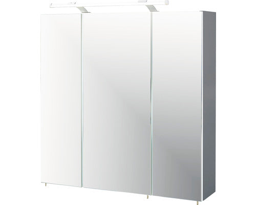 Dulap Baie cu Oglinda Dorina, 3 Usi, PAL, 90x75 cm, Alb