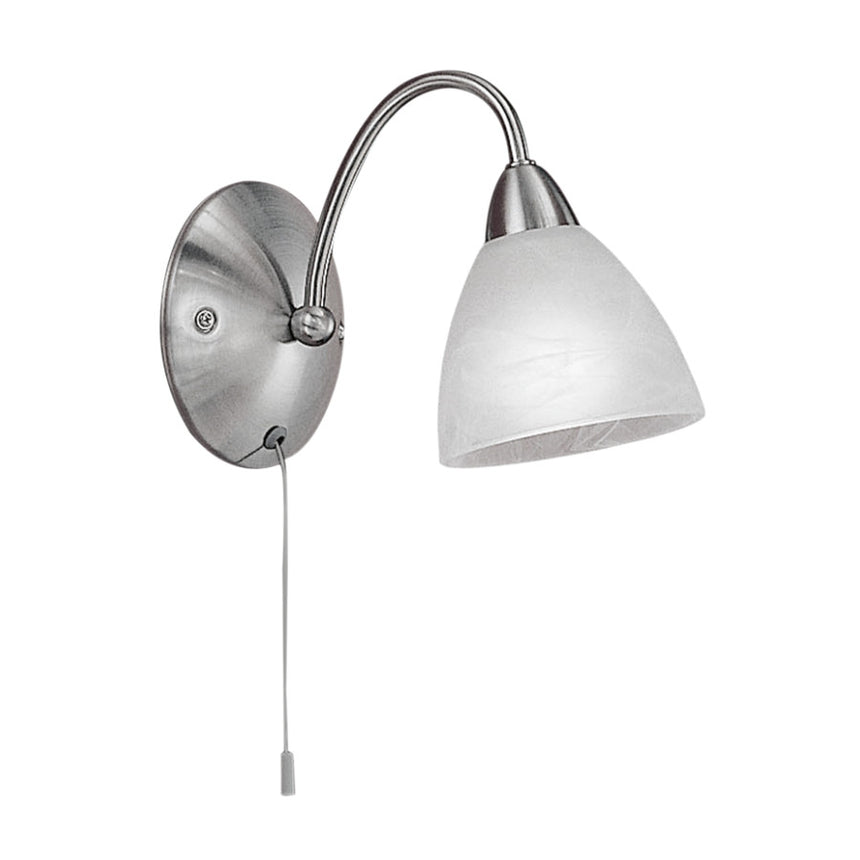 Aplica Pasto, EGLO, E14, 1x40W, otel, nichel satinat, sticla, alba, 22.5 x 18 cm, IP20