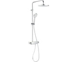 Sistem de dus termostatat Roca Deck-T Round cu polita, dus fix Ø25 cm, para dus 4 functii, crom