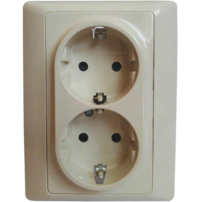 Priza 2X2P+T Legrand Valena, conexiuni automate, protectie copii, completa, Ivoar