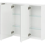 Dulap Baie cu Oglinda, 3 Usi, PAL, 100x70 cm Alb Lucios