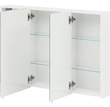 Dulap Baie cu Oglinda, 3 Usi, PAL, 100x70 cm Alb Lucios
