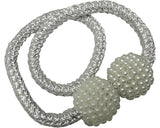 Clema Magnetica Flex-v Cu Perle Si Snur Pentru Draperie, Alb, 48 Cm, Set 2 Buc