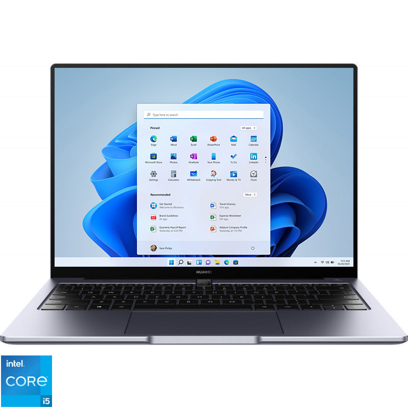 Laptop Huawei MateBook 14, Intel® Core™ i5-1135G7 pana la 4.20 GHz pana la 4.8GHz, 14" 2K, 16GB, SSD 512GB, Intel Iris Xe, Windows 11 Home, Gray