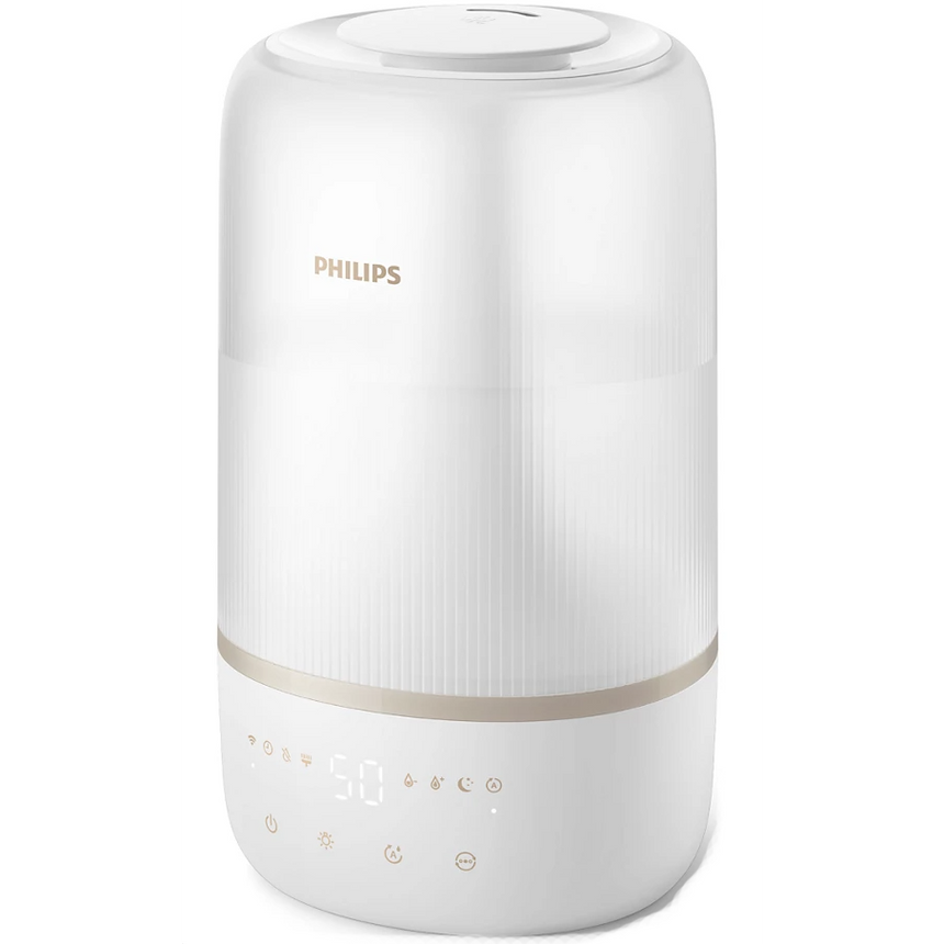 Umidificator de aer Philips seria 1000 HU1510/04, cu tehnologie ultrasonica, capacitare de umidificare 220ml/h, suprafata acoperita max. 34mp, cartus anti-calcar FY5133/00