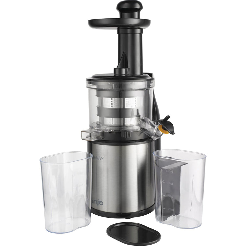 Storcator de fructe si legume cu melc Gorenje JC4800VWY, 200 W, 70 RPM, Recipient suc 0.6 l, Recipient pulpa 0.6 l, Negru/Inox