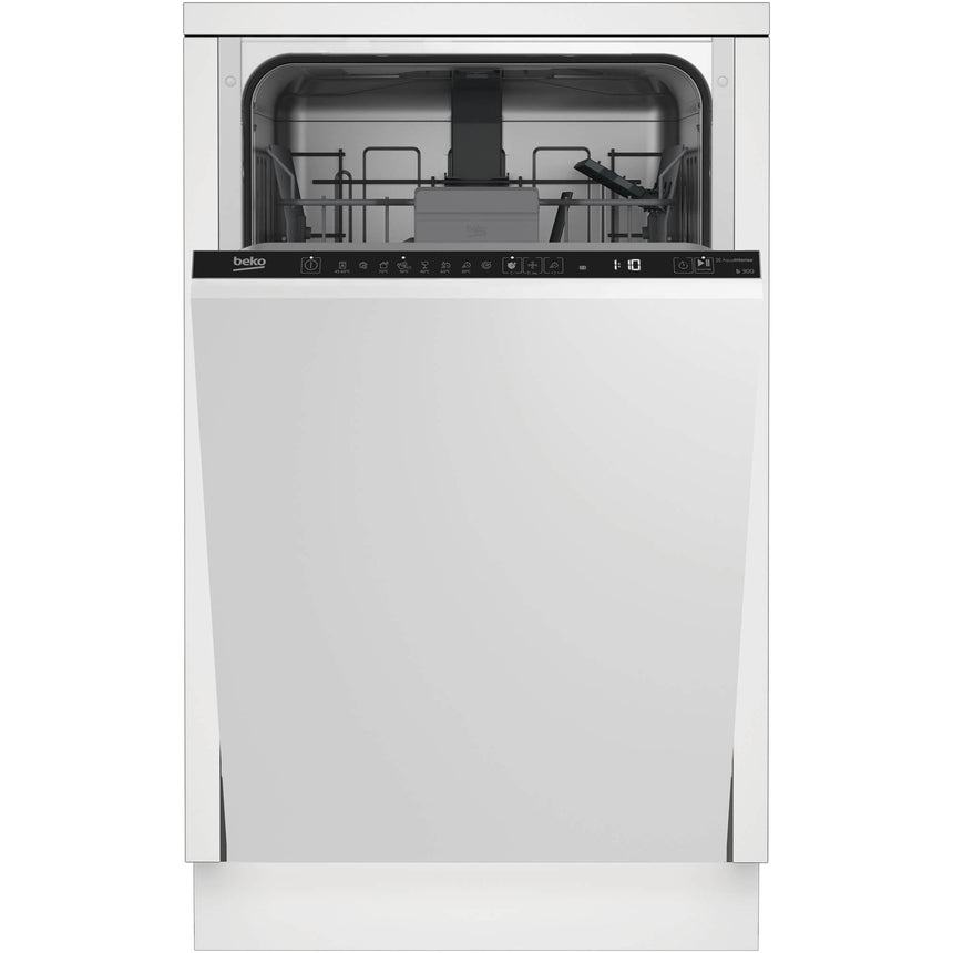 Masina de spalat vase incorporabila Beko BDIS38020Q, 10 seturi, 8 programe, Clasa E, AquaIntense, Motor ProSmart Inverter, All in 1, Hygiene Intense, Mini 30, 45 cm