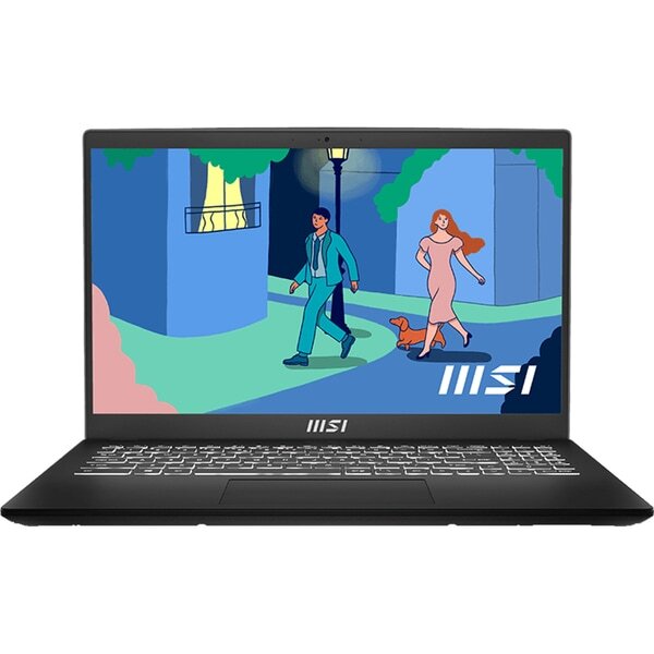 Laptop MSI Modern 15 B12M-221XRO, Intel Core i5-1235U pana la 4.4GHz, 15.6" Full HD, 16GB, SSD 512GB, Intel Iris Xe Graphics, NO os, Negru
