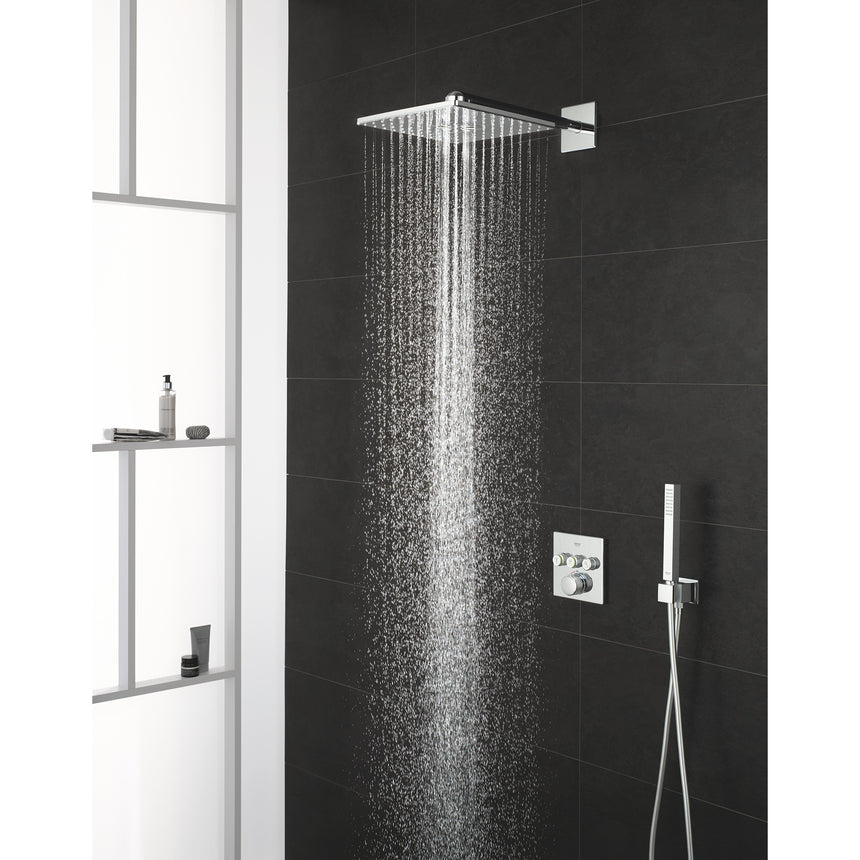 Sistem de dus cu termostat Grohe SmartControl Perfect 310, incastrat, butoane push&turn, 2 functii dus, para dus inclusa, anti-calcar, crom