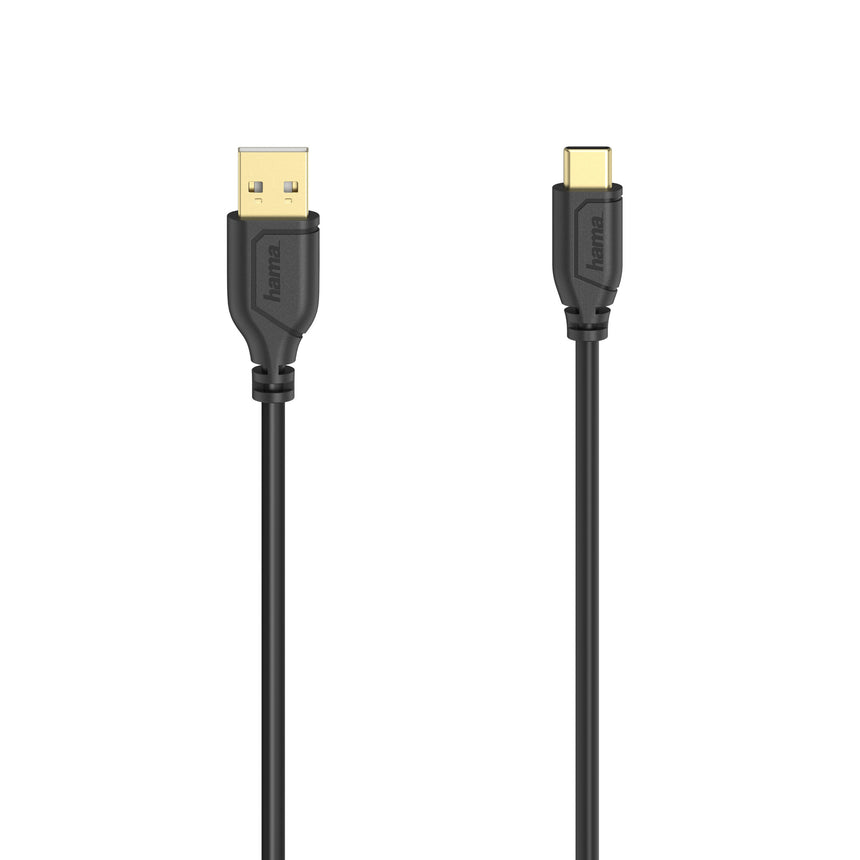 Cablu USB-C HamaFlexi-Slim, USB 2.0, 480 Mbit/s, negru, 0.75 m