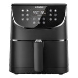 Friteuza cu aer cald, fara ulei, Cosori Air Fryer, Ecran digital, 11 functii de gatire presetate, 1 Grilaj pentru frigarui & 5 Frigarui, Capacitate 5.5 litri, 1700W, Negru