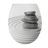Capac wc duroplast cu inchidere lenta, declipsabil, Frandis, 38x44 cm, alb, gri, model pietre