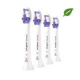Rezerve Philips Sonicare Sensitive HX6054/10, pachet de 4 capete de periere, Standard, click-on, sincronizarea modurilor BrushSync, Alb
