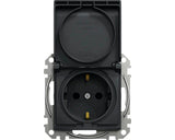 Priza Schneider Sedna Design SDD114023, 2P+E, cu obturatoare si capac, Antracit
