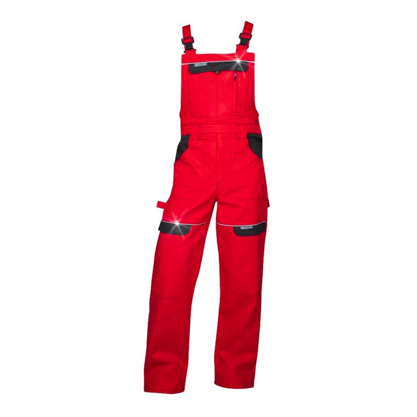 Pantaloni de lucru rosii 100% bumbac cu pieptar, Ardon COOL TREND 46 Rosu