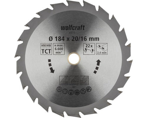 Disc Fierastrau Circular Wolfcraft Ø184x2,4x16 Mm 22 Dinti