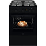 Aragaz Electrolux LKK660200K, Mixt, 4 arzatoare gaz, Cuptor electric multifunctional, Gratare fonta, Plus Steam, AirFry, Aprindere integrata, Grill electric, Clasa A, 60 cm, Negru
