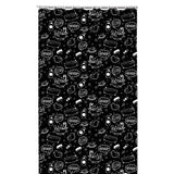 Perdea dus PVC cu 12 inele plastic, Frandis, 180x180 cm, PVC, alb/negru