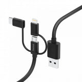 Cablu de incarcare 3-in-1 Hama, USB-A - Micro-USB, USB-C si Lightning, 1,5 m, negru
