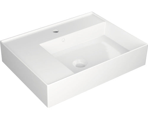 Lavoar ceramica Jungborn Quattro 61 cm, polita stanga, alb lucios