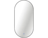Oglinda Baie Cu Led Cordia Oval Line Blacklight 100x50 Cm Rama Neagra Senzor Touch Ip 44