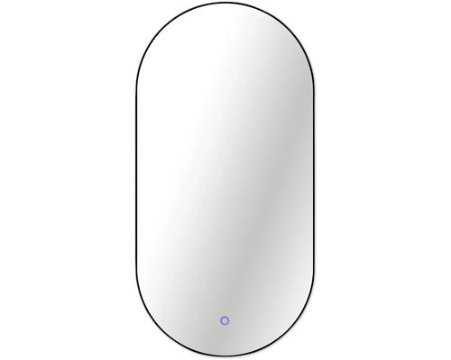 Oglinda Baie Cu Led Cordia Oval Line Blacklight 100x50 Cm Rama Neagra Senzor Touch Ip 44