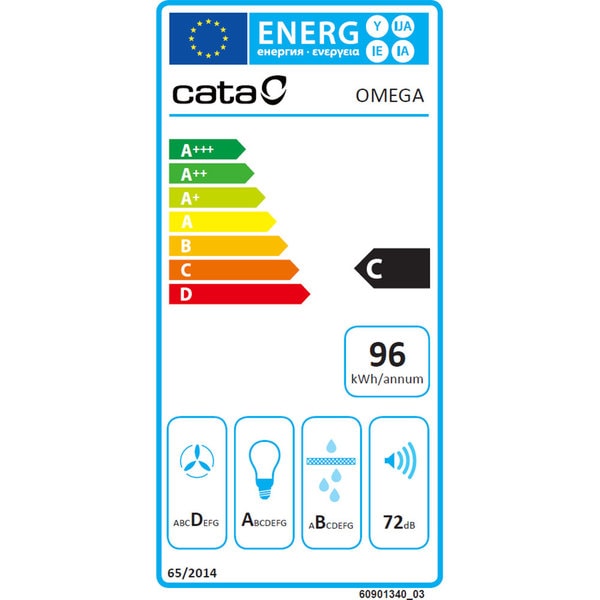 Hota Decorativa CATA Omega 600 BK, 1 Motor, 645 m3/h, L 60 cm, Negru