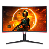 Monitor gaming curbat LED VA AOC 31.5", WQHD, DisplayPort, 165Hz, Vesa, Negru/Rosu