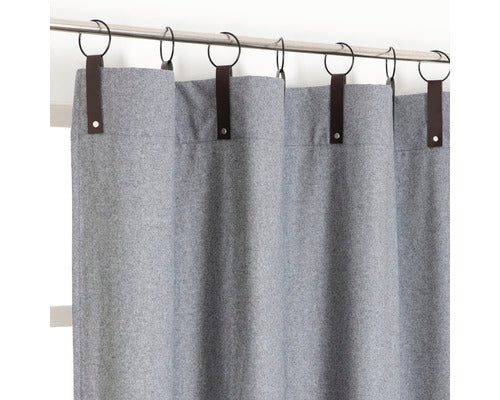 Draperie Cu Inele Si Bride Din Piele, Uni, Gri 140x245 Cm