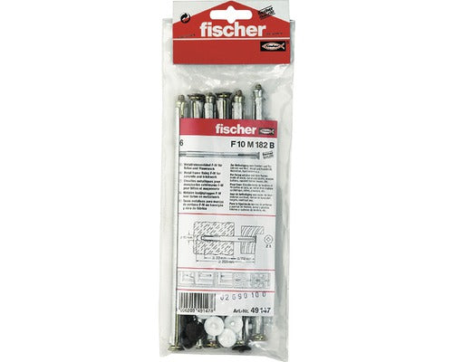 Ancore Cu Surub Fischer F10m 10x182 Mm, Pachet 6 Bucati, Pentru Rame/tocuri, Incl. Capacele De Mascare