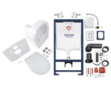 Set WC Grohe 5 in 1 Solido, Vas WC Suspendat, Rezervor Incastrat, Capac WC si Clapeta Actionare, Alb