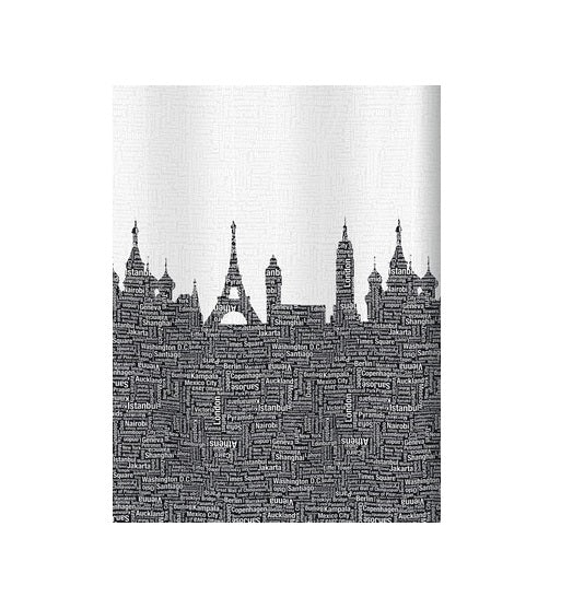 Perdea De Dus Spirella Urban Textil 180x200 cm, Negru-Alb
