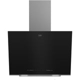 Hota incorporabila decorativa Beko BHCA66641BBHS, Putere de absorbtie 720 mc/h, Senzor de temperatura, Iluminare LED, Control touch, Avertizare curatare/inlocuire filtru, Clasa A, Sticla neagra