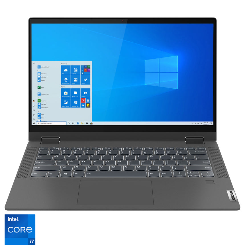 Laptop 2 in 1 Lenovo IdeaPad Flex 5 14ITL05 cu procesor Intel Core i7-1165G7 pana la 4.70 GHz, 14", Full HD, 16GB, 512GB SSD, Intel Iris Xe Graphics, Windows 10 Home, Graphite Grey
