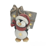 Figurina Pinguin Lafiora, 4 LED-uri, Alb Cald