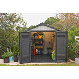 Casuta de gradina Oakland 757, 2.42x2.23x2.29 m, gri maroniu