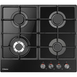 Plita incorporabila Hansa BHKS611505, Gaz, 4 Arzatoare, Arzator wok, Aprindere electrica, Negru