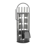 Set accesorii semineu, suport cu 4 piese, inox, 66 cm