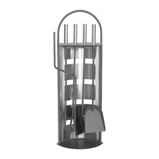 Set accesorii semineu, suport cu 4 piese, inox, 66 cm