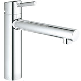 Baterie de bucatarie Grohe Concetto 31128001, 3/8'', tip L, pipa medie, cartus ceramic, pivotanta, Crom