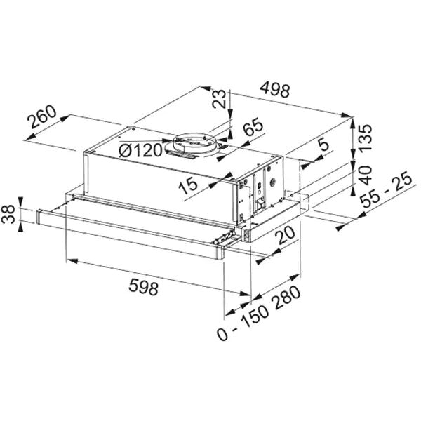 Hota Incorporabila Telescopica FRANKE FTB 60 WH, 1 motor, 310 m3/h, L 60 cm, Alb