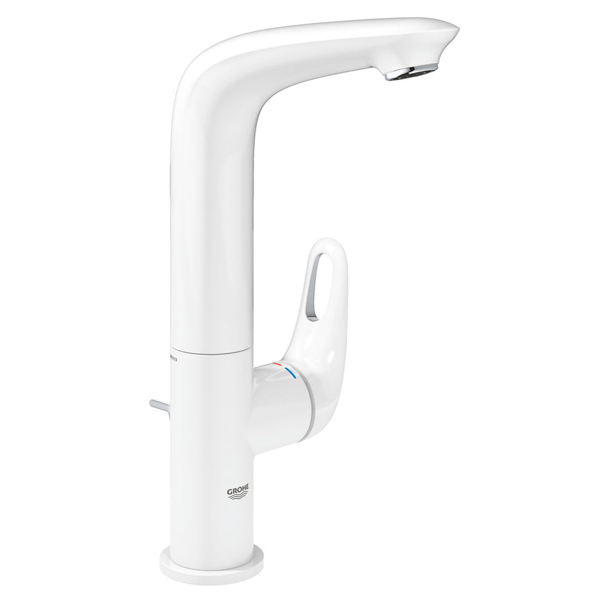 Baterie lavoar Grohe Eurostyle 23569LS3, 3/8'', monocomanda, marimea L, pivotanta, evacuare cu tija, alb