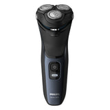 Aparat de ras PHILIPS Shaver Seria 3000 S3134/51, fara fir, Sistem de lame PowerCut cu 27 de lame cu ascuţire automata, capete flexibile 5D, 60 min, barbierit umed si uscat, lavabil, Albastru inchis