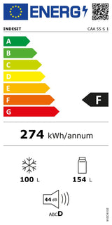 Combina frigorifica Indesit CAA55S1, 235 l, Low Frost, Clasa F, H 174 cm, Argintiu