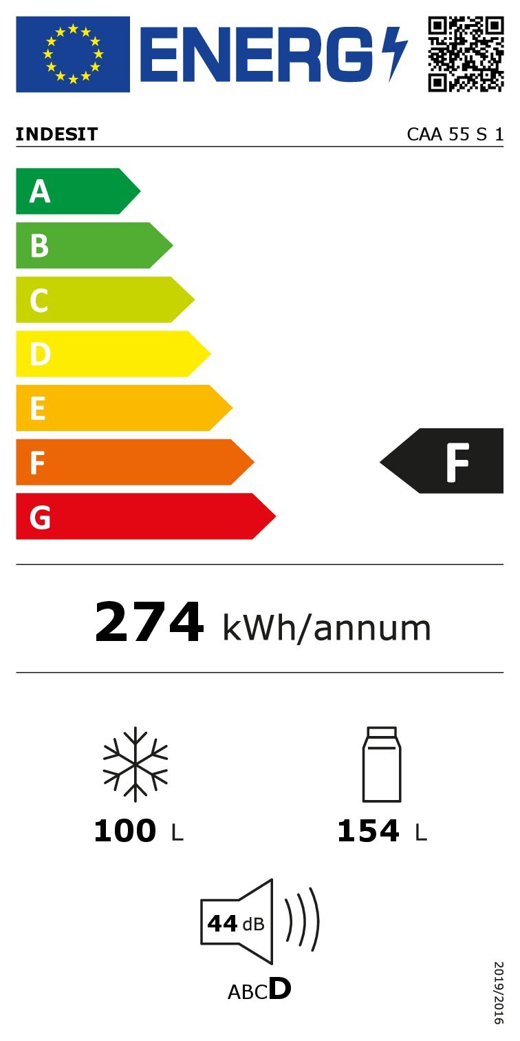 Combina frigorifica Indesit CAA55S1, 235 l, Low Frost, Clasa F, H 174 cm, Argintiu