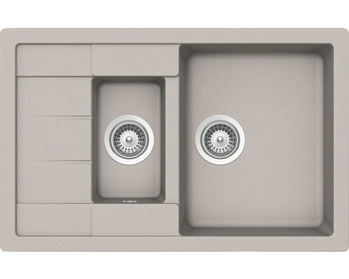 Chiuveta Bucatarie Cu 1 Cuva + ½ Schock Manhattan D-150s 78x50 Cm, Cu Picurator, Reversibila, Cristalite Beton